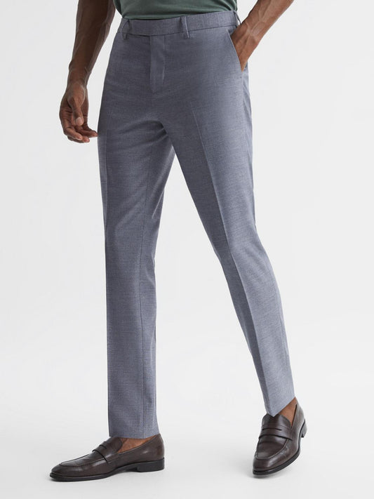 Reiss Suits & Tailoring | Fold Slim Fit Trousers Airforce Blue - Men