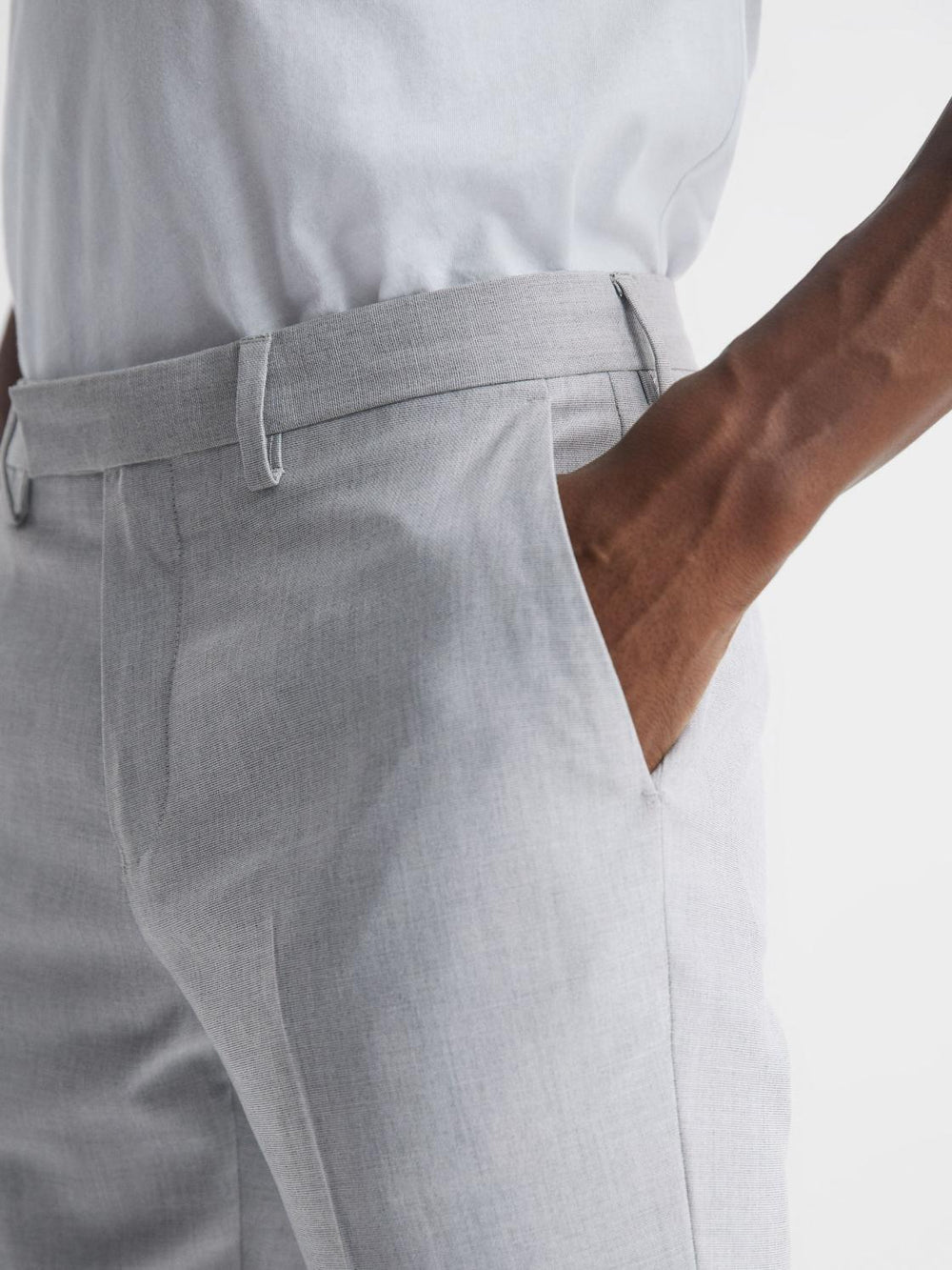 Reiss Suits & Tailoring | Fold Slim Fit Trousers Light Grey - Men