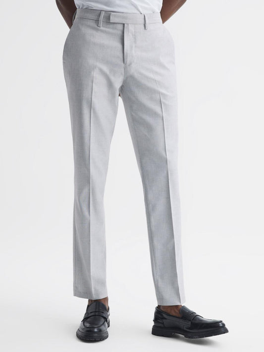 Reiss Suits & Tailoring | Fold Slim Fit Trousers Light Grey - Men