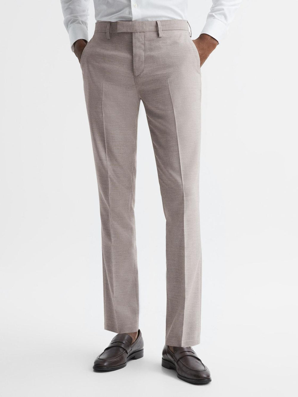 Reiss Suits & Tailoring | Fold Slim Fit Trousers Oatmeal - Men