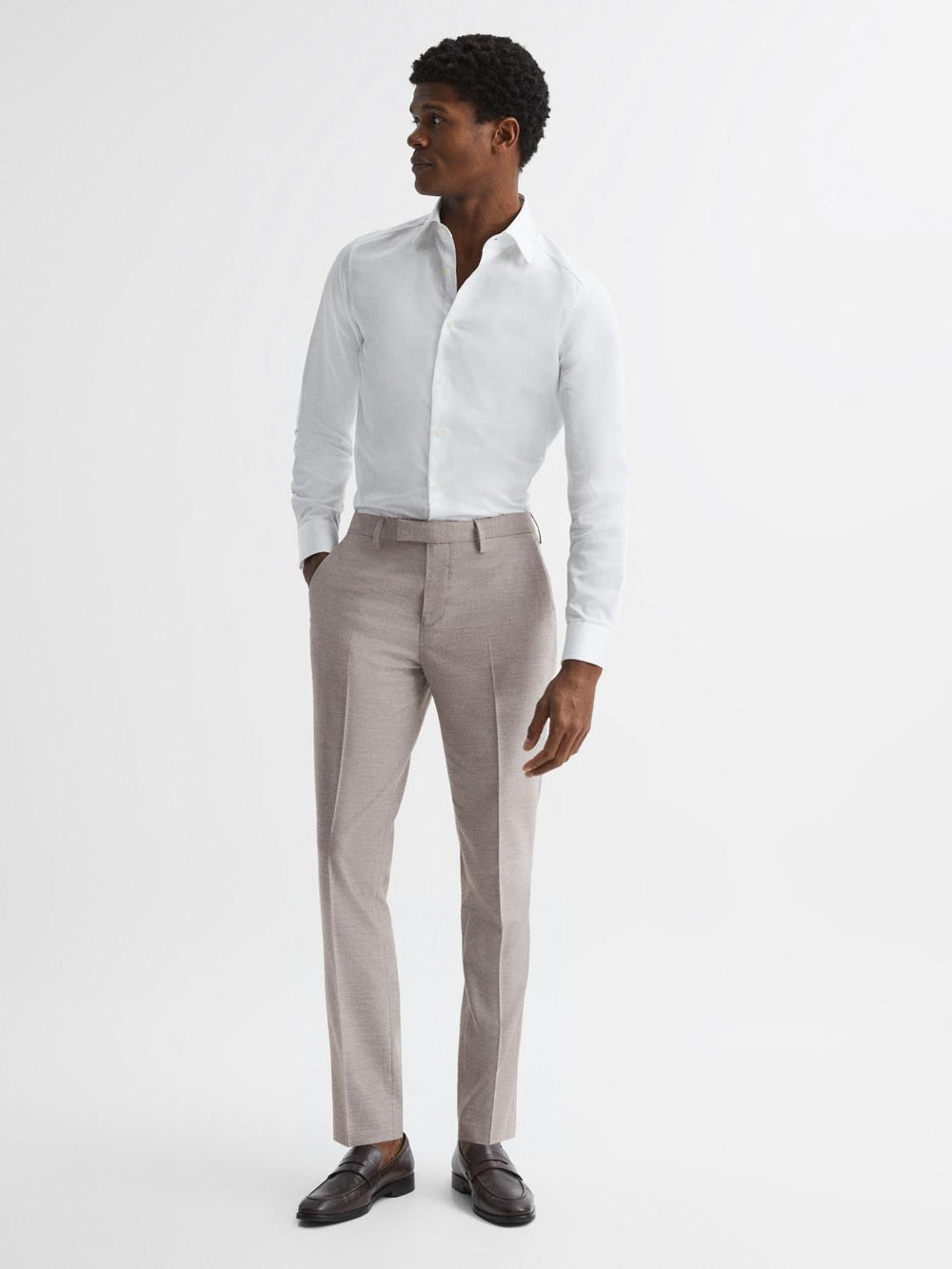 Reiss Suits & Tailoring | Fold Slim Fit Trousers Oatmeal - Men
