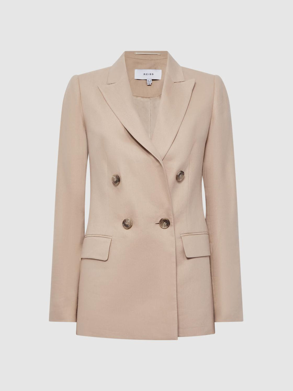 Reiss Suits & Tailoring | Hollie Double Breasted Linen Blazer Blue - Women