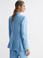 Reiss Suits & Tailoring | Hollie Double Breasted Linen Blazer Blue - Women