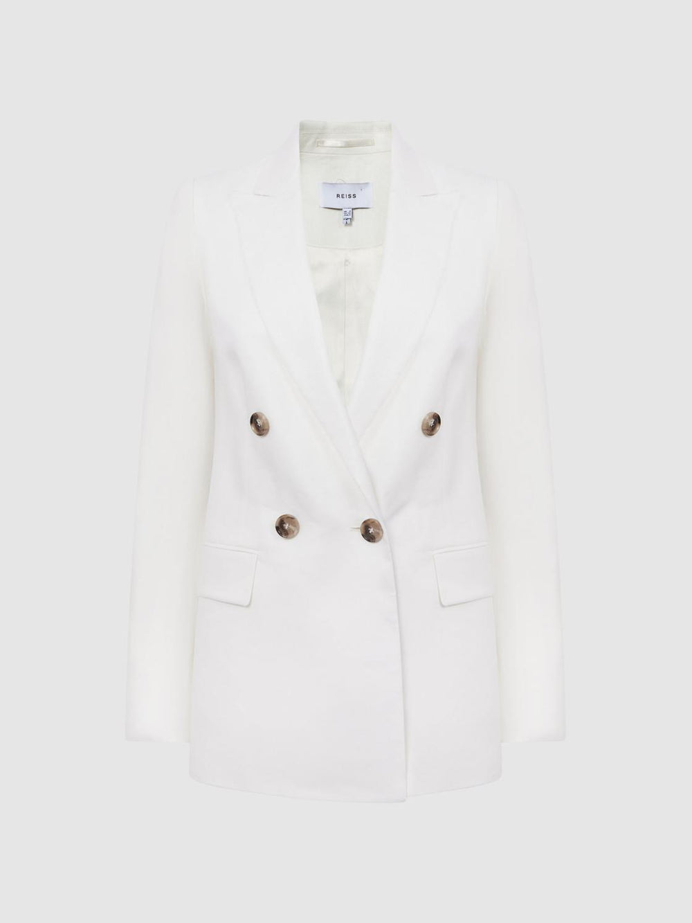 Reiss Suits & Tailoring | Hollie Double Breasted Linen Blazer White - Women