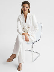 Reiss Suits & Tailoring | Hollie Double Breasted Linen Blazer White - Women