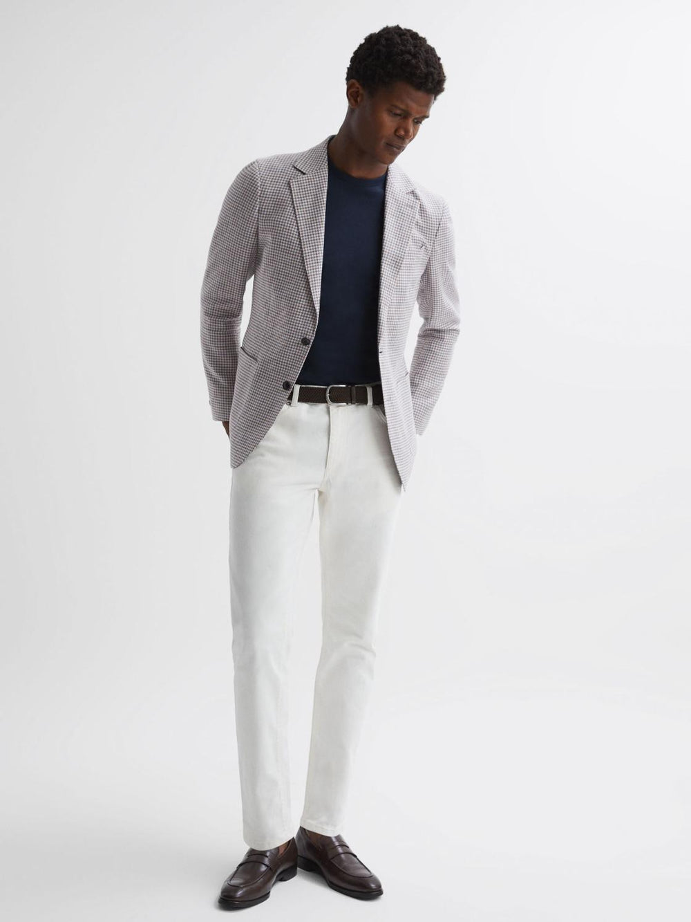 Reiss Suits & Tailoring | Huntington Single Breasted Cotton-Linen Blazer Stone - Men