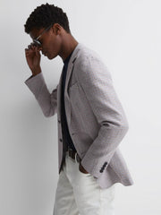 Reiss Suits & Tailoring | Huntington Single Breasted Cotton-Linen Blazer Stone - Men