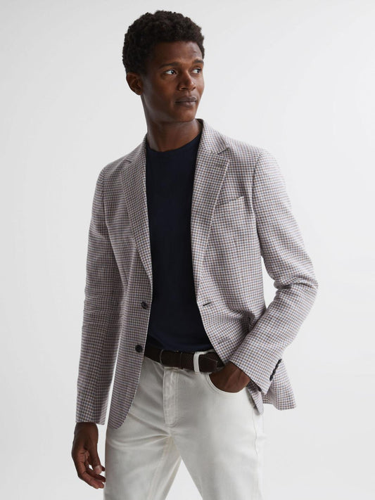 Reiss Suits & Tailoring | Huntington Single Breasted Cotton-Linen Blazer Stone - Men
