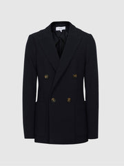 Reiss Suits & Tailoring | Iria Double Breasted Wool Blend Blazer Navy - Women