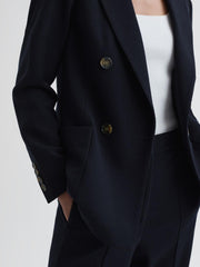 Reiss Suits & Tailoring | Iria Double Breasted Wool Blend Blazer Navy - Women