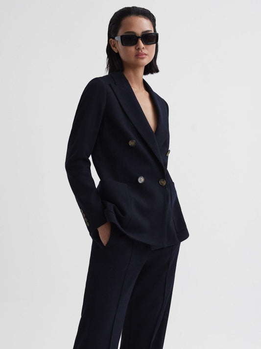 Reiss Suits & Tailoring | Iria Double Breasted Wool Blend Blazer Navy - Women