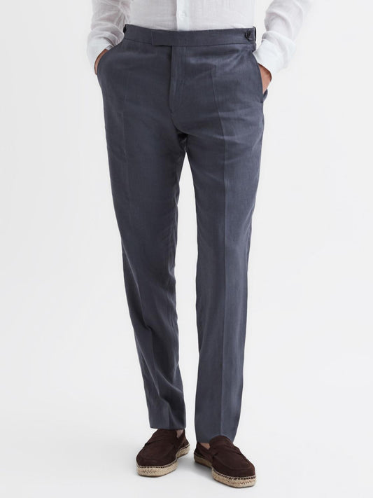 Reiss Suits & Tailoring | Kin Linen Formal Trousers Airforce Blue - Men