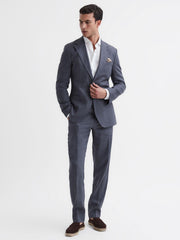 Reiss Suits & Tailoring | Kin Linen Formal Trousers Airforce Blue - Men