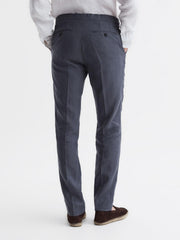 Reiss Suits & Tailoring | Kin Linen Formal Trousers Airforce Blue - Men