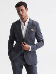 Reiss Suits & Tailoring | Kin Slim Fit Single Breasted Linen Blazer Airforce Blue - Men