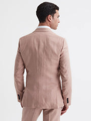 Reiss Suits & Tailoring | Kin Slim Fit Single Breasted Linen Blazer Blush - Men