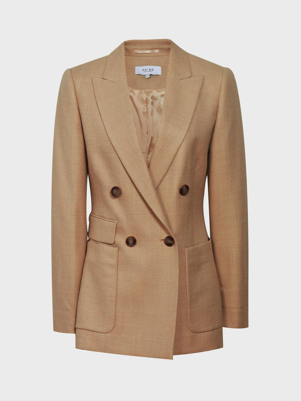Reiss Suits & Tailoring | Larsson Double Breasted Twill Blazer Camel - Women