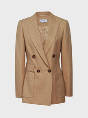 Reiss Suits & Tailoring | Larsson Double Breasted Twill Blazer Camel - Women
