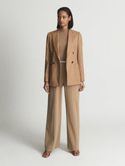 Reiss Suits & Tailoring | Larsson Double Breasted Twill Blazer Camel - Women