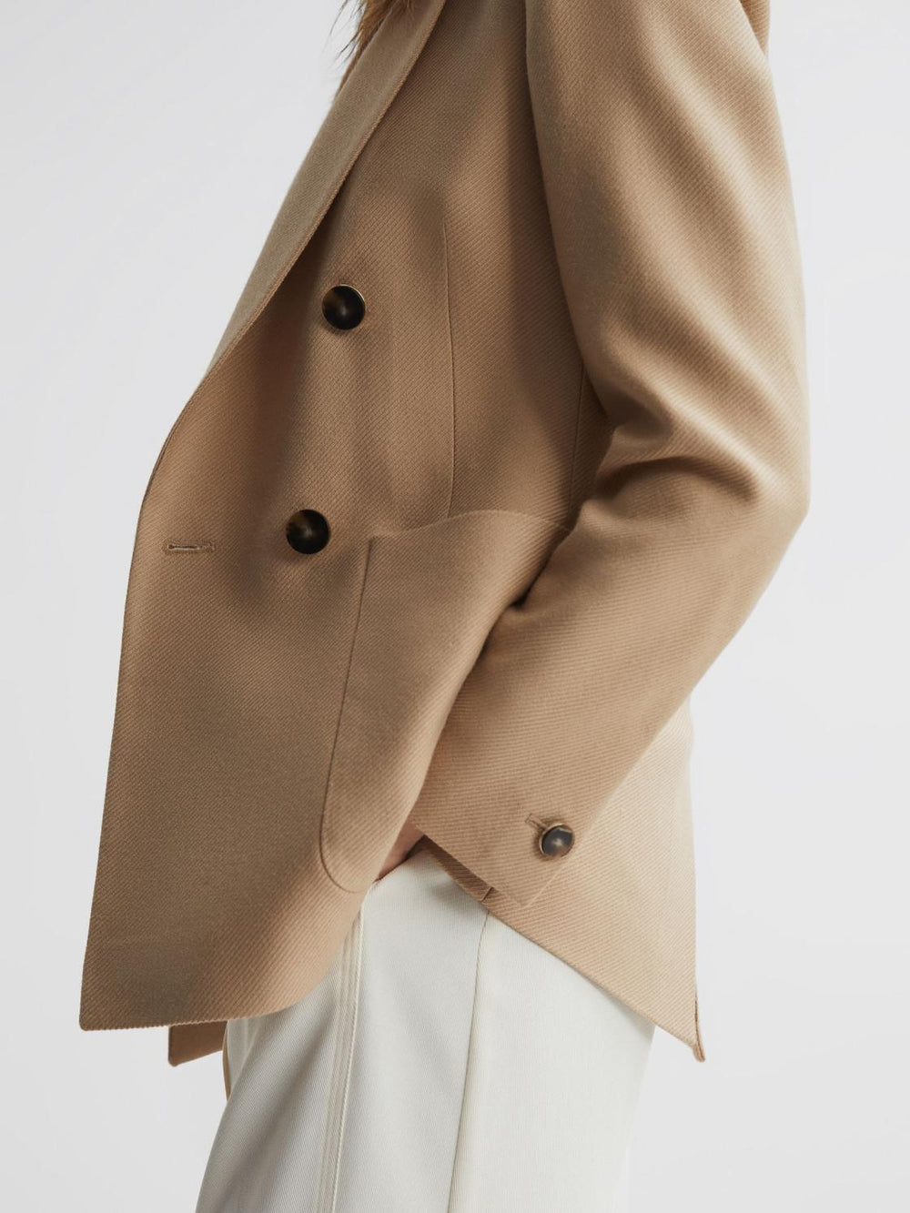 Reiss Suits & Tailoring | Larsson Double Breasted Twill Blazer Camel - Women