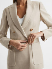 Reiss Suits & Tailoring | Larsson Double Breasted Twill Blazer Camel - Women