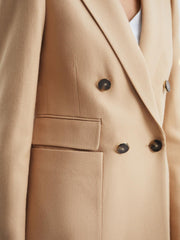 Reiss Suits & Tailoring | Larsson Double Breasted Twill Blazer Camel - Women
