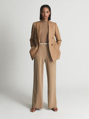 Reiss Suits & Tailoring | Larsson Double Breasted Twill Blazer Camel - Women