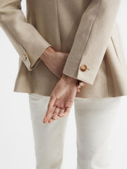 Reiss Suits & Tailoring | Larsson Double Breasted Twill Blazer Camel - Women