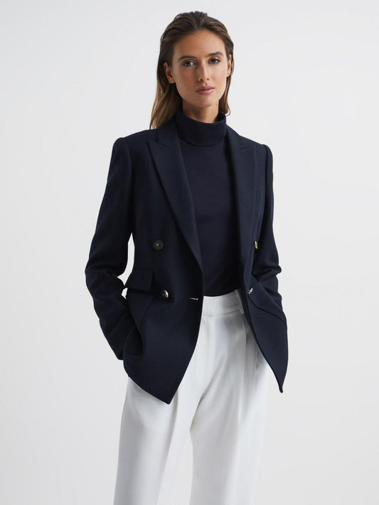 Reiss Suits & Tailoring | Larsson Double Breasted Twill Blazer Navy - Women