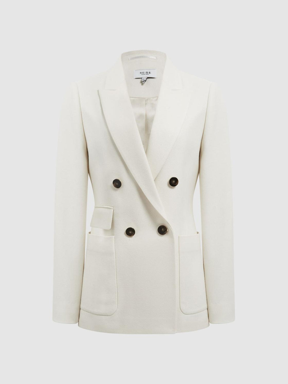 Reiss Suits & Tailoring | Larsson Double Breasted Twill Blazer White - Women