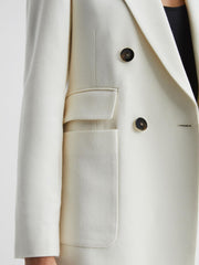 Reiss Suits & Tailoring | Larsson Double Breasted Twill Blazer White - Women
