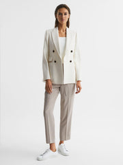 Reiss Suits & Tailoring | Larsson Double Breasted Twill Blazer White - Women