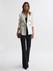 Reiss Suits & Tailoring | Larsson Double Breasted Twill Blazer White - Women