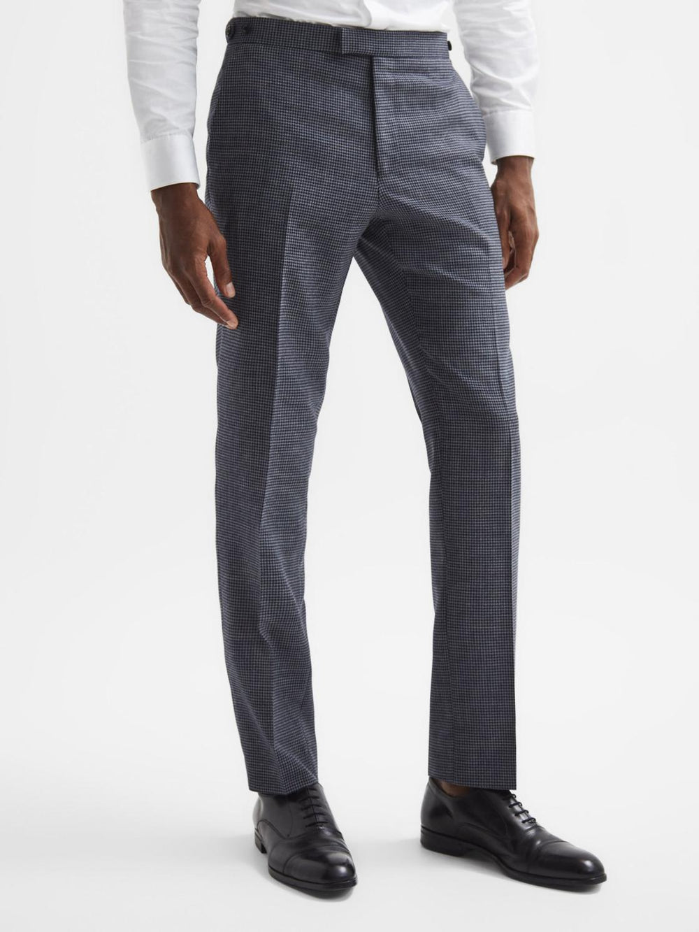 Reiss Suits & Tailoring | Leadenhall Slim Fit Dogtooth Trousers Navy - Men