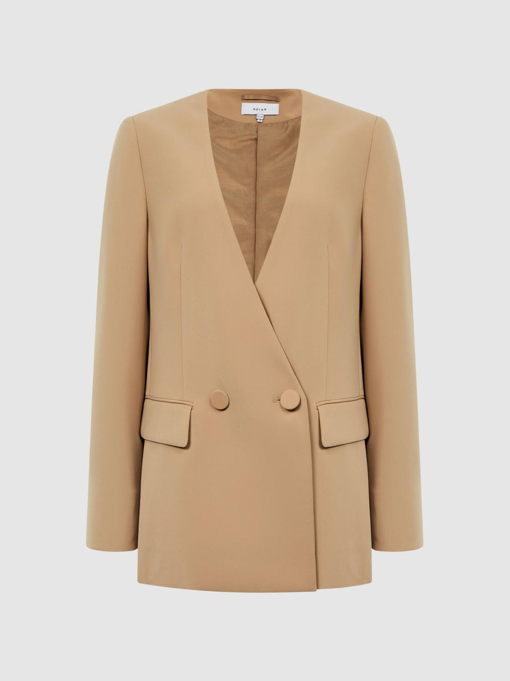 Reiss Suits & Tailoring | Margeaux Collarless Double-Breasted Blazer Black - Women