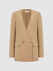 Reiss Suits & Tailoring | Margeaux Collarless Double-Breasted Blazer Black - Women