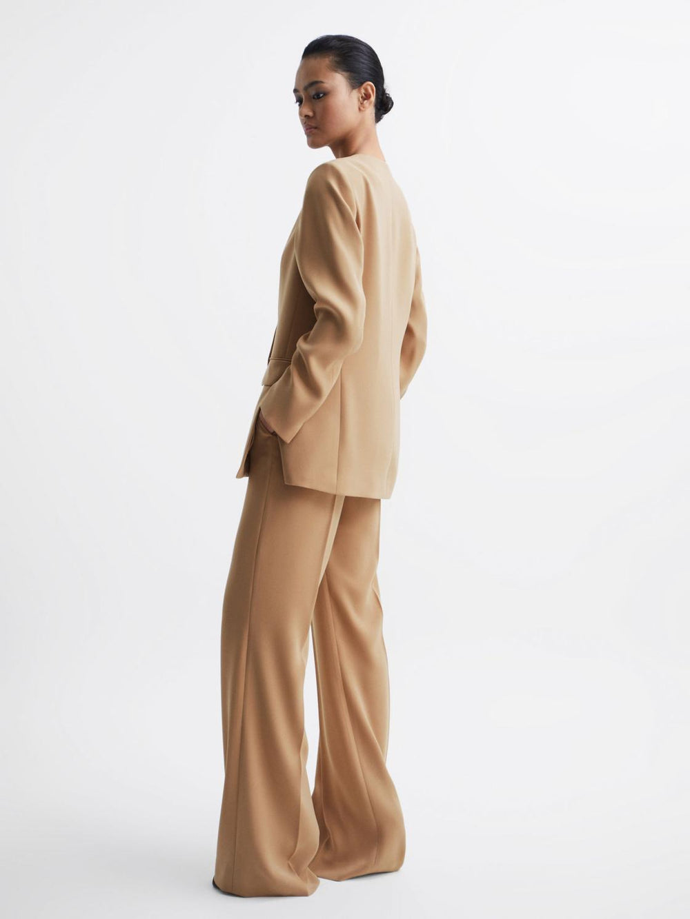 Reiss Suits & Tailoring | Margeaux Collarless Double-Breasted Blazer Black - Women