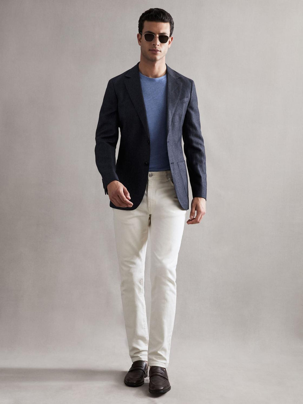 Reiss Suits & Tailoring | Matinee Single Breasted Prince Of Wales Check Blazer Grey - Men