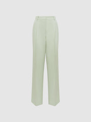Reiss Suits & Tailoring | Naomi Wide Leg Wool Blend Trousers Green - Women