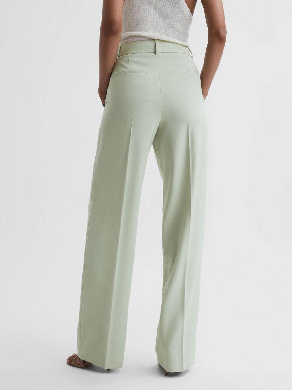 Reiss Suits & Tailoring | Naomi Wide Leg Wool Blend Trousers Green - Women