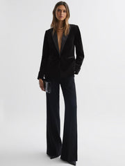 Reiss Suits & Tailoring | Opal Single Breasted Velvet Blazer Black - Women