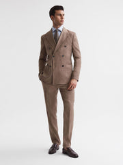 Reiss Suits & Tailoring | Paddock Slim Fit Double Breasted Twill Blazer Tobacco - Men
