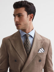 Reiss Suits & Tailoring | Paddock Slim Fit Double Breasted Twill Blazer Tobacco - Men