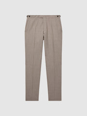 Reiss Suits & Tailoring | Pew Slim Fit Wool Puppytooth Trousers Brown - Men