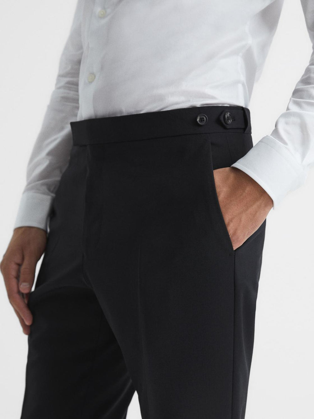 Reiss Suits & Tailoring | Pray Slim Fit Wool Blend Trousers Black - Men