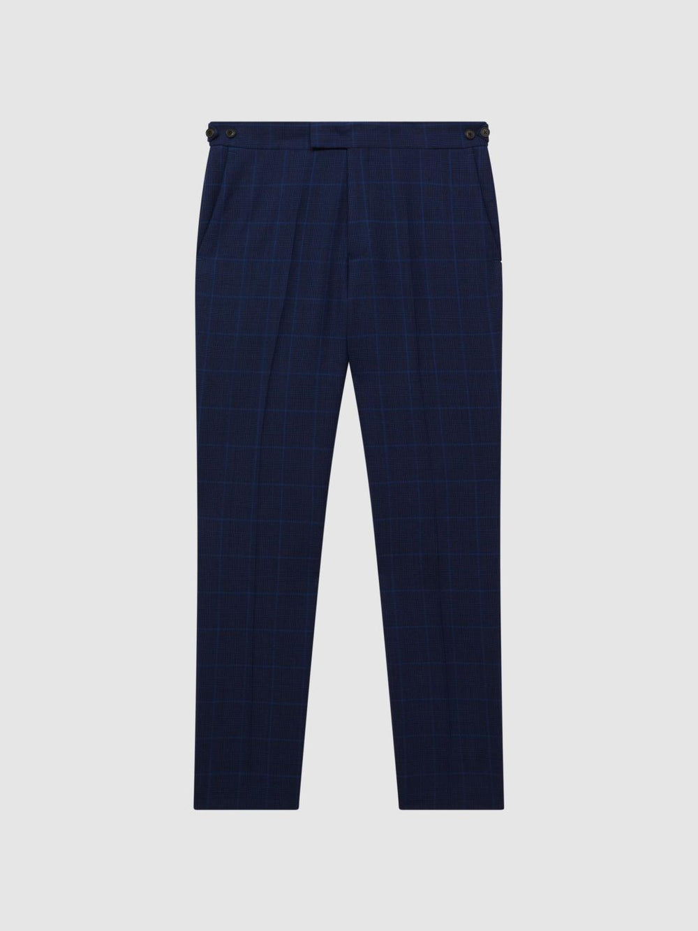 Reiss Suits & Tailoring | Royce Slim Fit Wool Check Trousers Navy - Men