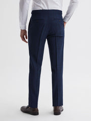 Reiss Suits & Tailoring | Royce Slim Fit Wool Check Trousers Navy - Men