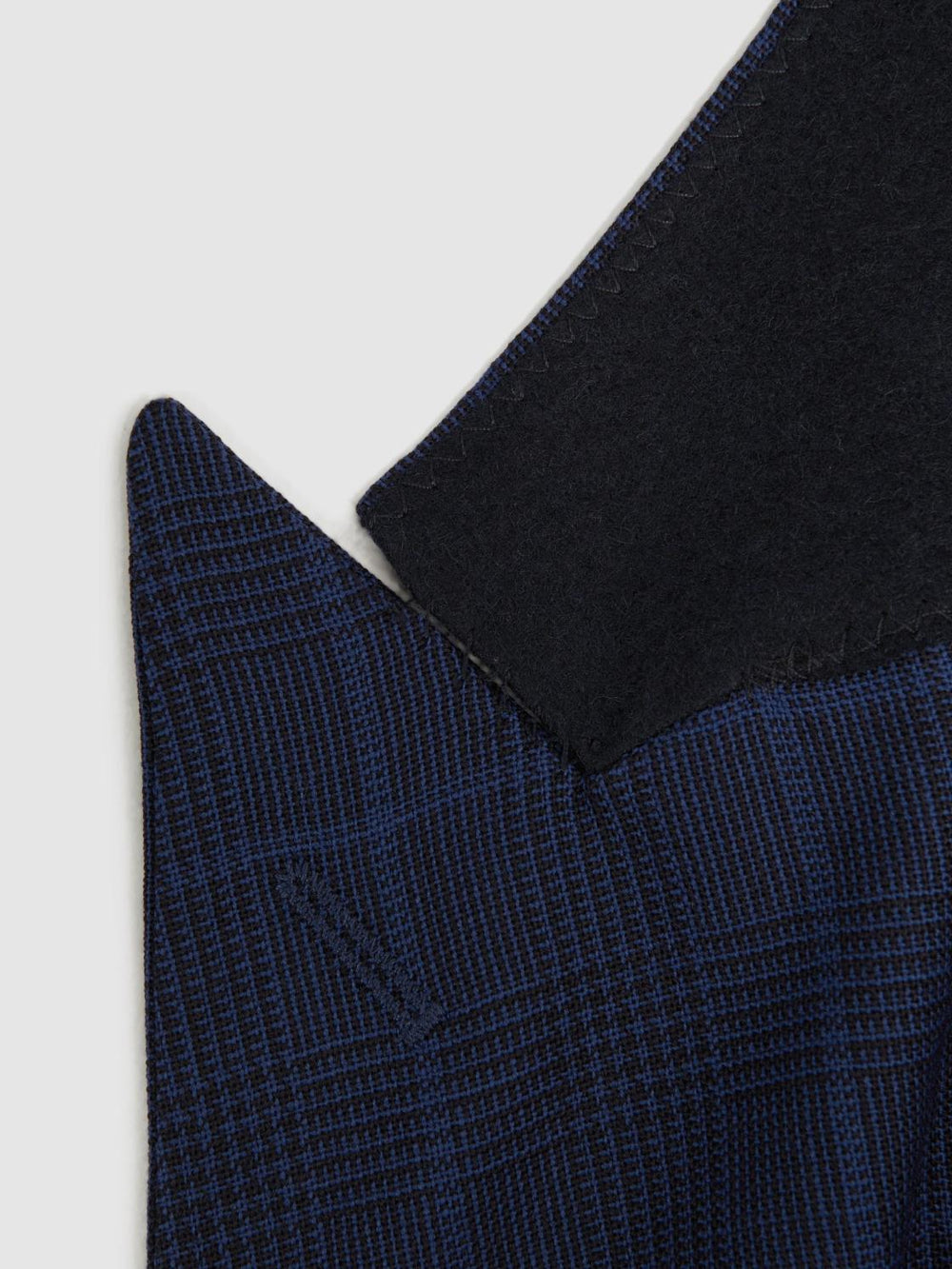 Reiss Suits & Tailoring | Royce Slim Fit Wool Double Breasted Check Blazer Navy - Men