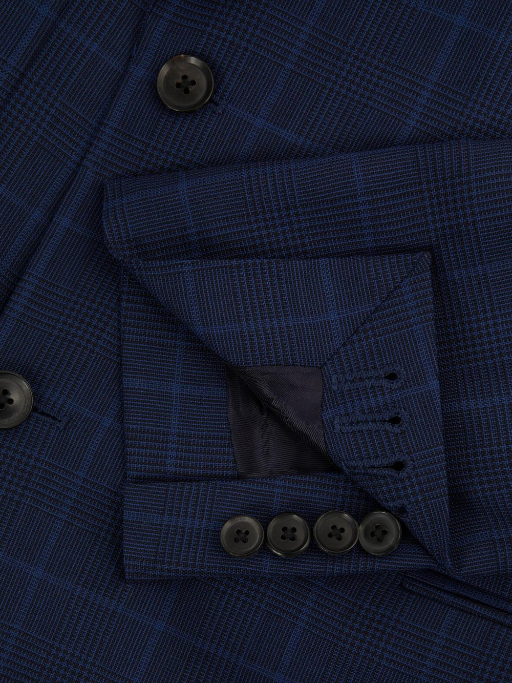 Reiss Suits & Tailoring | Royce Slim Fit Wool Double Breasted Check Blazer Navy - Men