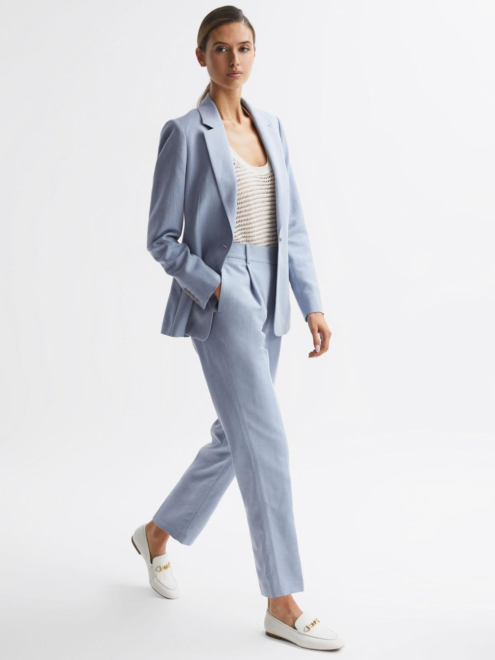 Reiss Suits & Tailoring | Shae Single Breasted Tailored Blazer Pale Blue - Women